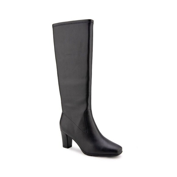 AEROSOLES Shoes - Aerosoles Women Chia Stretch Block Heel Booties Size US 7M Black Faux Leather